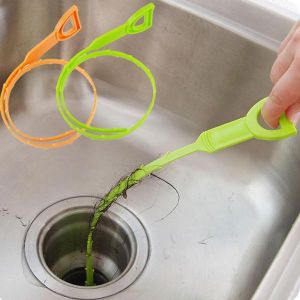 פתרונות לבית  לבית Honana Plastic Sink Drain Dredge Pipeline Hook Hair Cleaning Tool Kitchen Cleaning Supplies